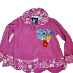 Vintage 90s Blues Clues Embroidered Fleece Jacket Kids 2t Purple Pink Girls
